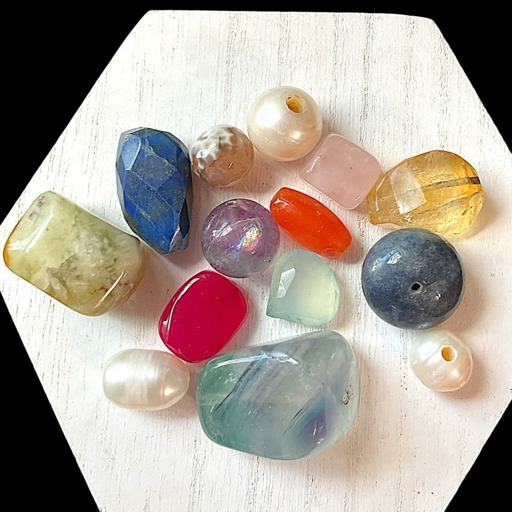 Loose Bright Gemstone and Pearl Bead Estate Jewelry Lot 50 grams